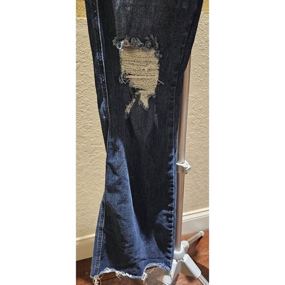 Judy Blue 88739 Distressed Flare Jeans Women's 7/28 High-Rise Stretch Denim Dark - Picture 6 of 8